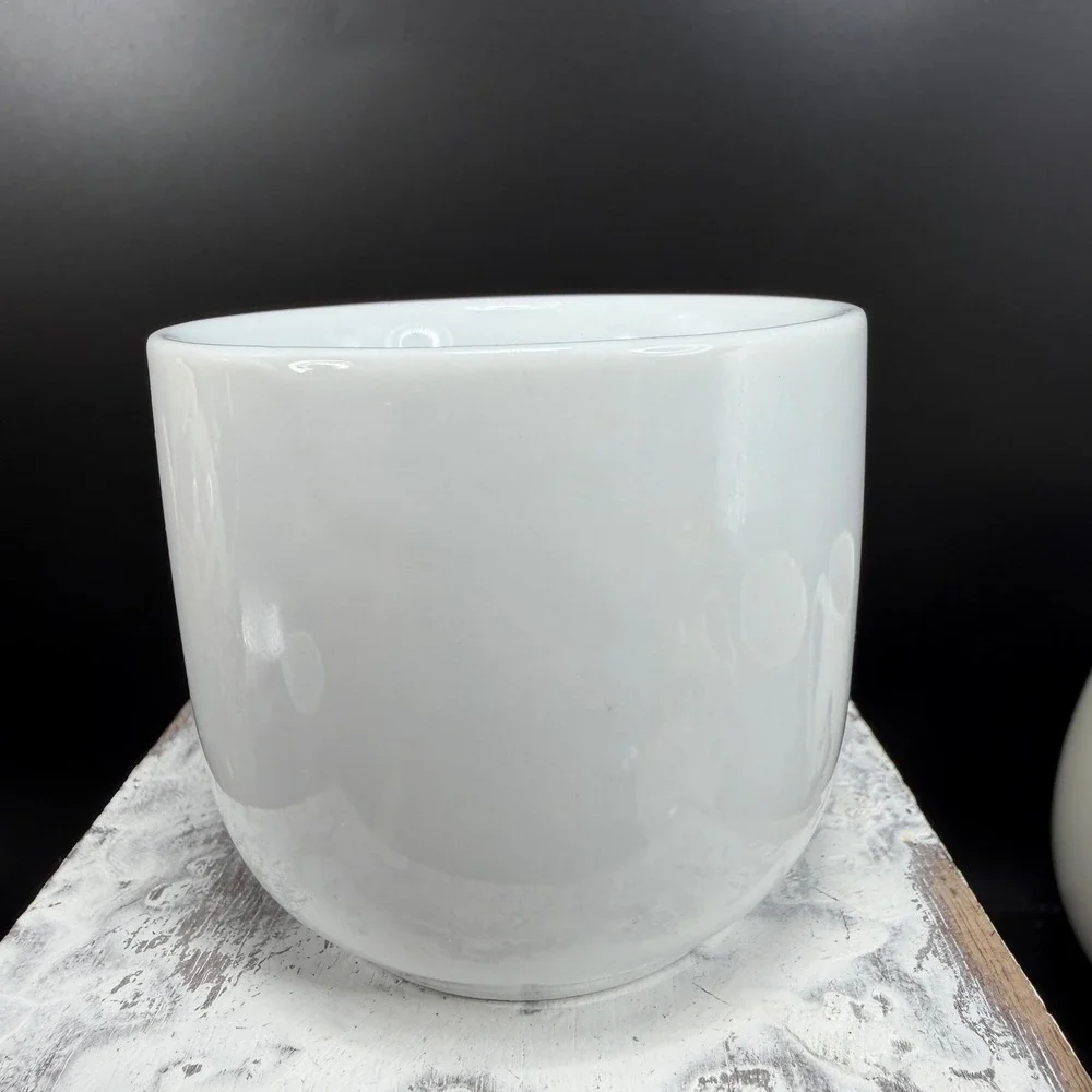 Pier 1 Imports White Ceramic Tea Sake Cups Mugs Handleless Minimalist Set 2